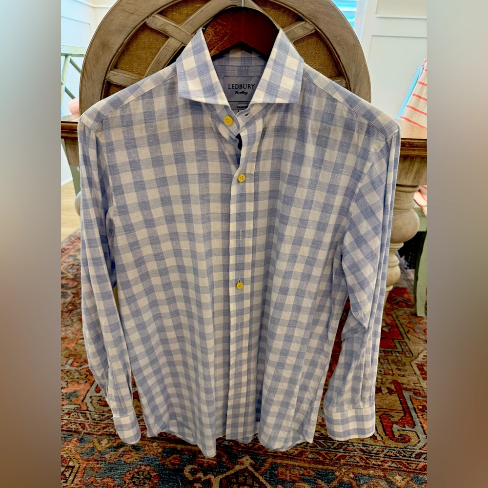 Men’s Classic-fit Ledbury Cotton/Linen Blend Gingham Shirt